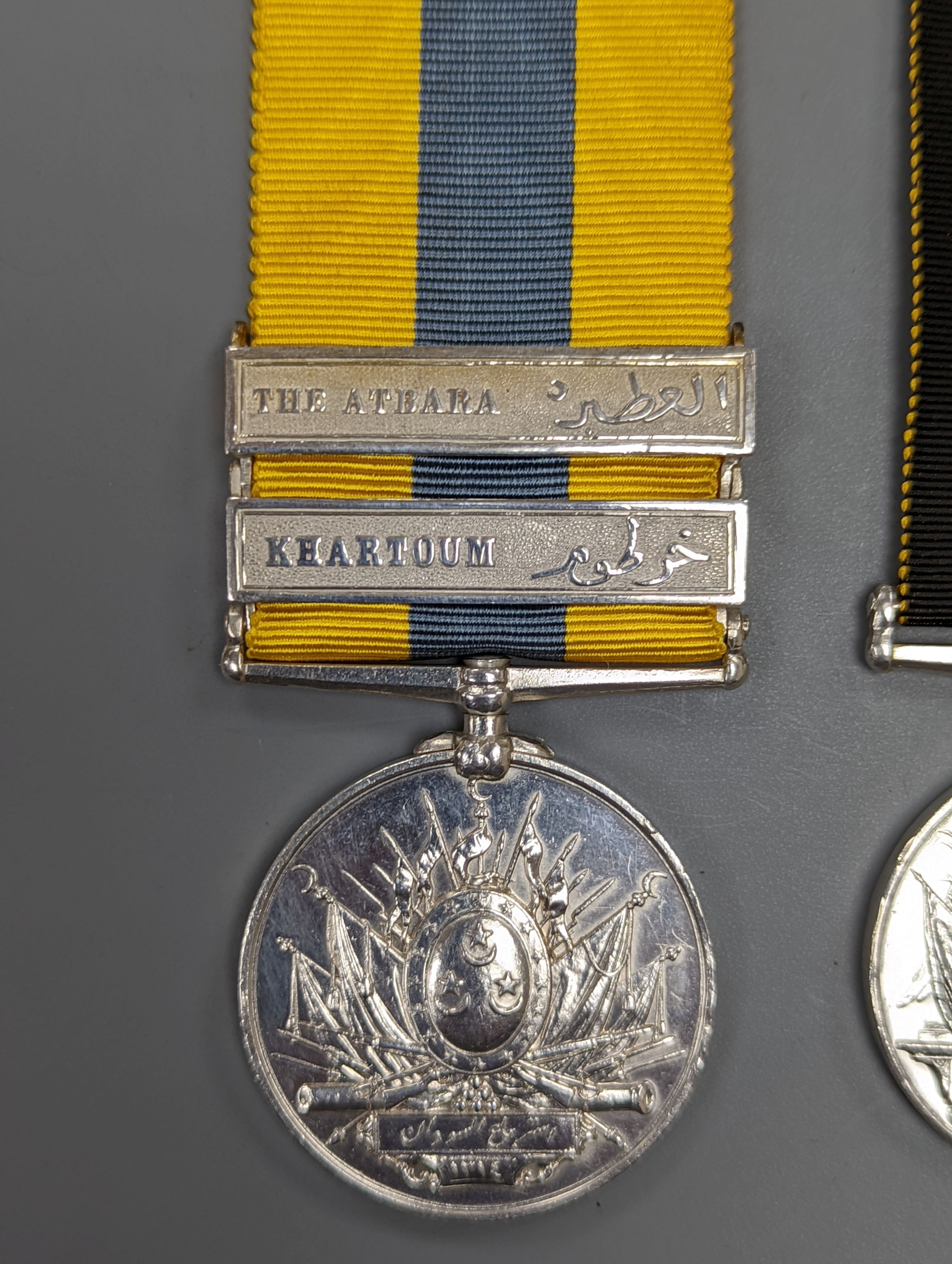 An Edward VII India GSM with North West Frontier 1908 clasp to 678 PTE. G. BAGNELL I/RL WARWICK REGT., a George V India GSM with Waziristan 1919-21 clasp to MTCD-33318 PEON BHAGELLOO I.A.S.C. , a Victoria Sudan medal and